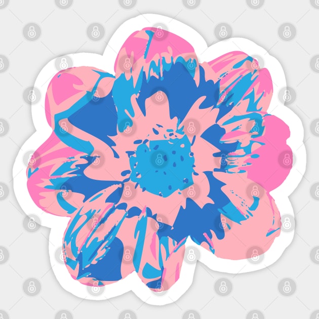 COSMIC COSMOS Big Abstract Floral Summer Bright Flower - Pale Pink Royal Blue Dark Blue - UnBlink Studio by Jackie Tahara Sticker by UnBlink Studio by Jackie Tahara